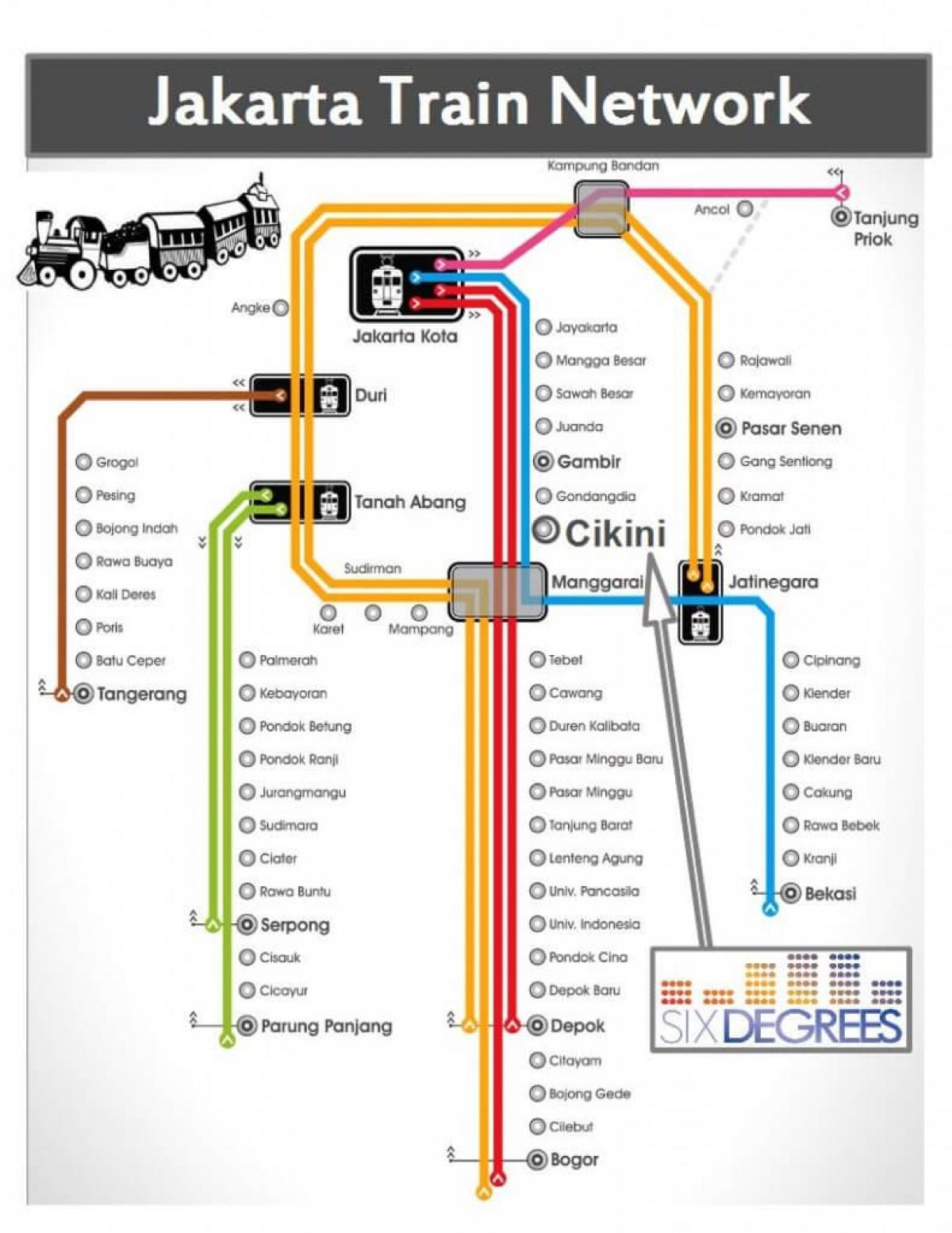 mapa ng Jakarta sa istasyon ng tren