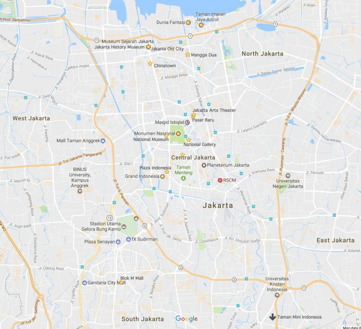 mapa ng Jakarta malls